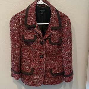 Talbots Women's Red and Brown Tweed Blazer